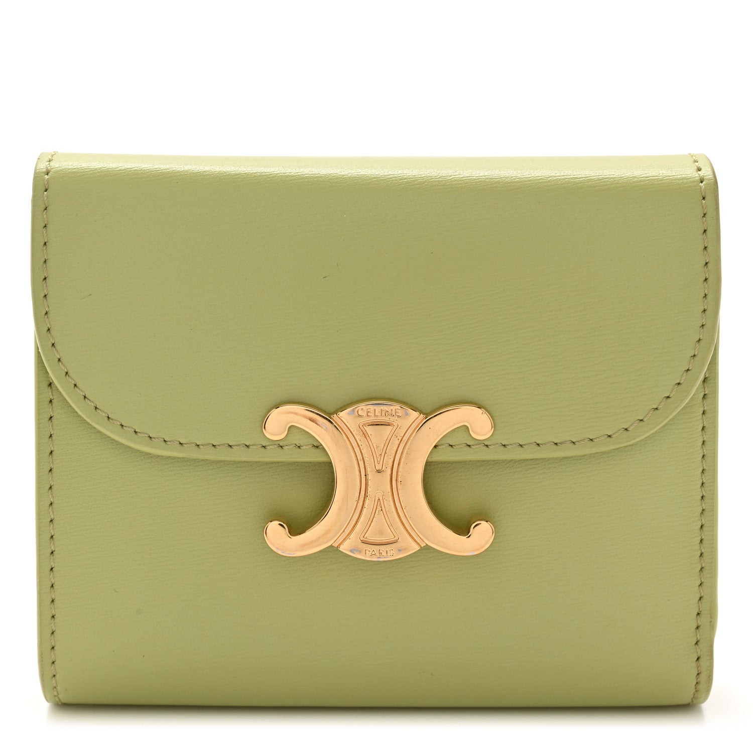 Celine Shiny Calfskin Small Triomphe Wallet Light Jade 1 of 8