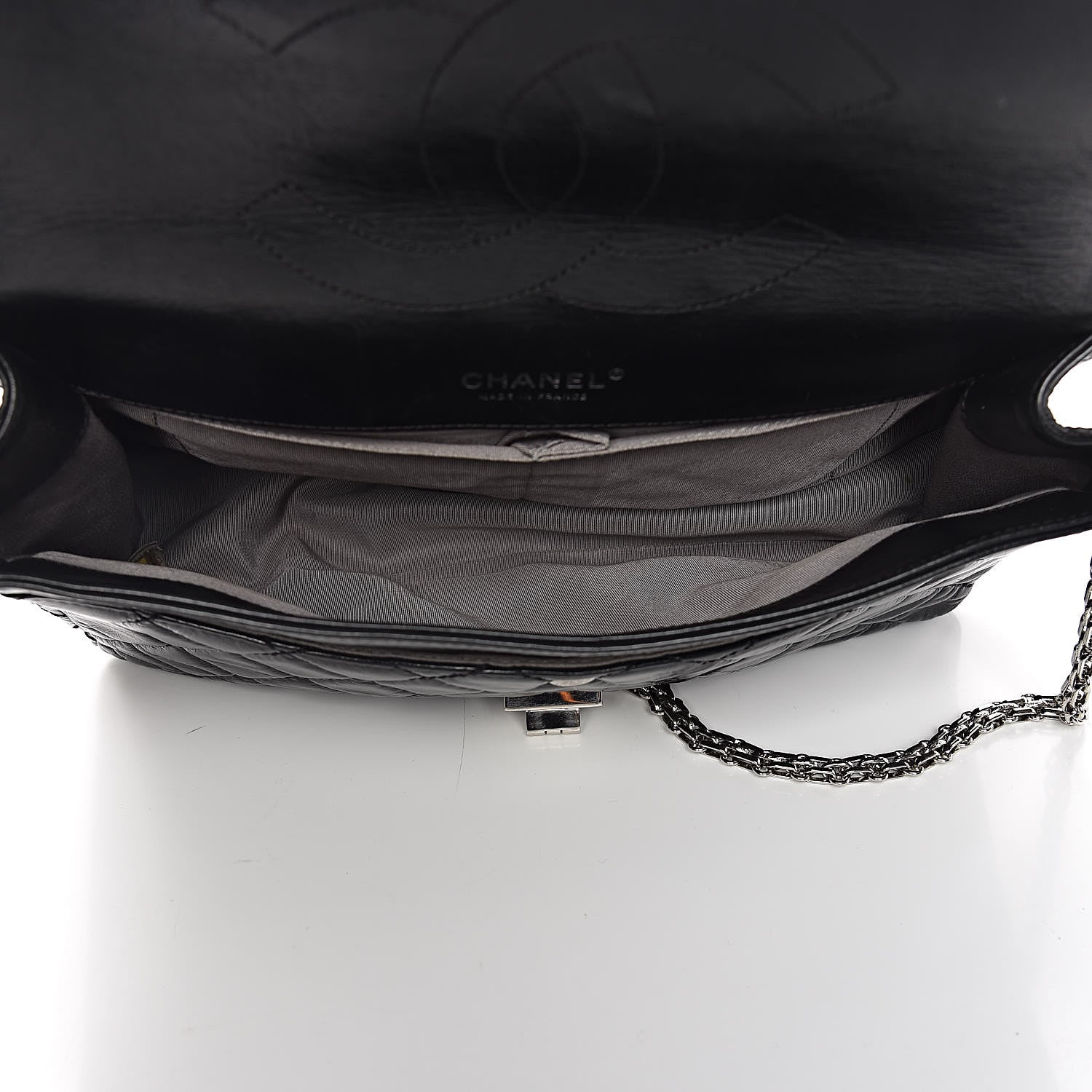 Chanel Glazed Calfskin Quilted Surpique 2.55 Reissue Black 5 of 17
