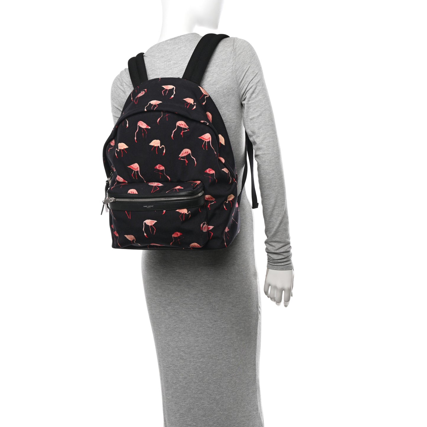 Nylon Canvas Flamingo Print City Backpack Pink Black