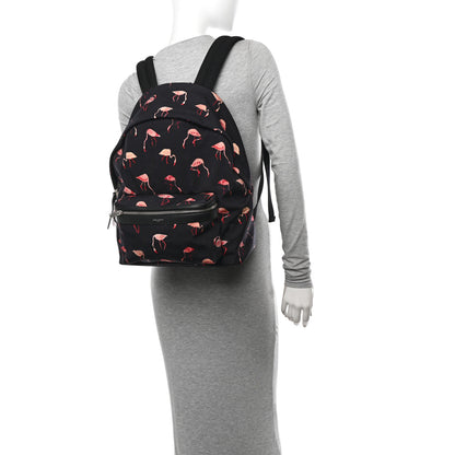 Saint Laurent Nylon Canvas Flamingo Print City Backpack Pink Black 2 of 10