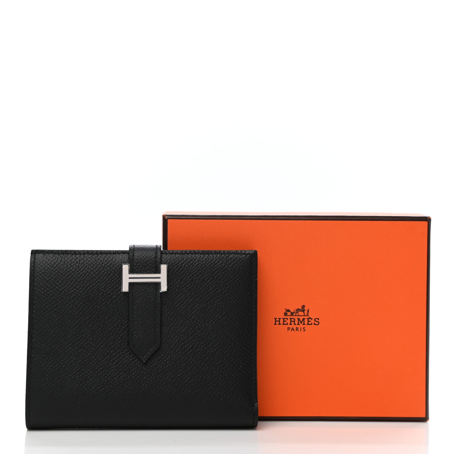 Hermes Epsom Bearn Compact Wallet Black 9 of 9