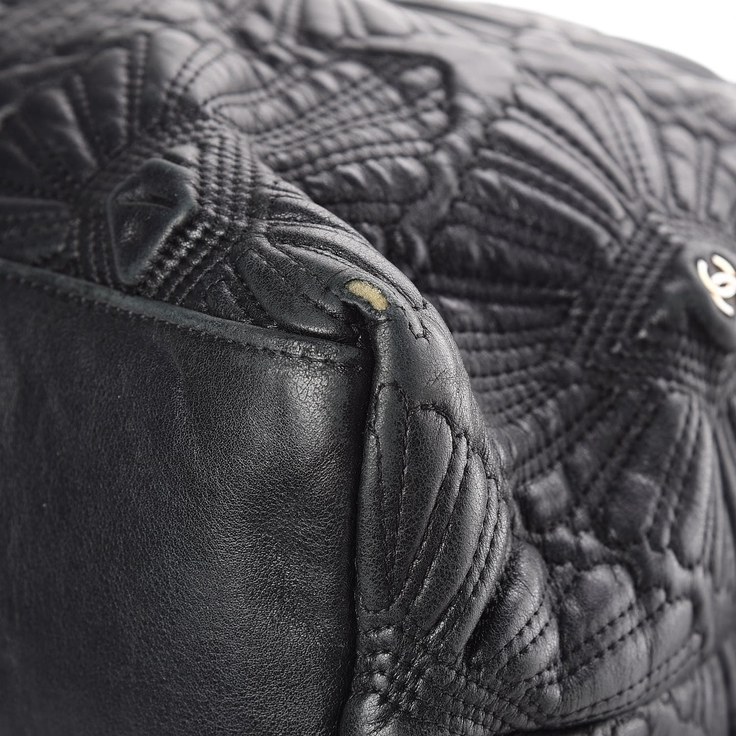 Calfskin Embroidered Ca D'Oro Tote Black