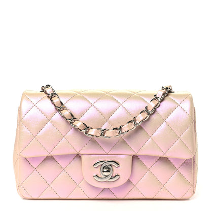 Chanel Iridescent Calfskin Quilted Mini Rectangular Flap Pink 1 of 11