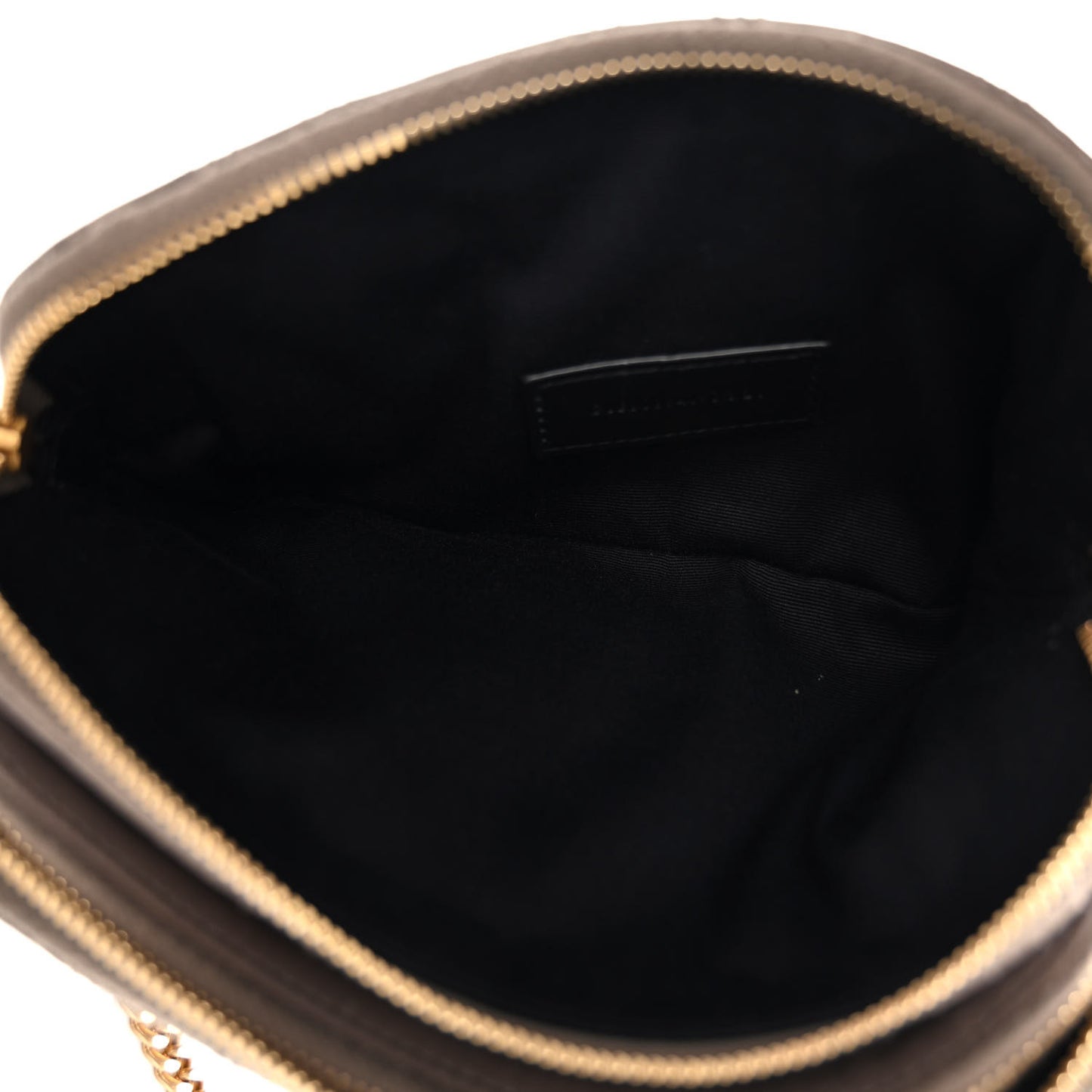 Grained Lambskin Quilted Mini Becky Double Zip Bag Taupe