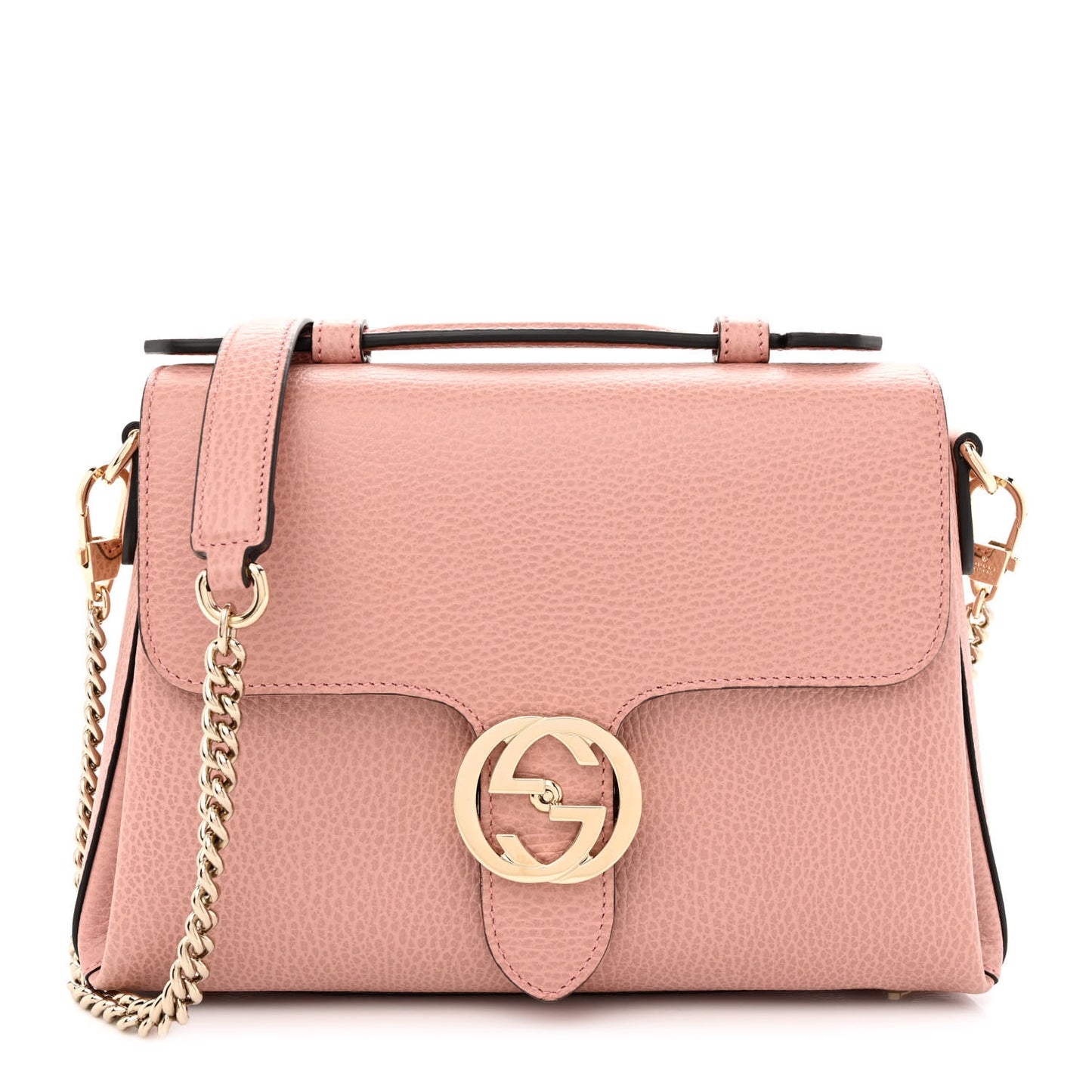 Dollar Calfskin Interlocking G Top Handle Shoulder Bag Soft Pink