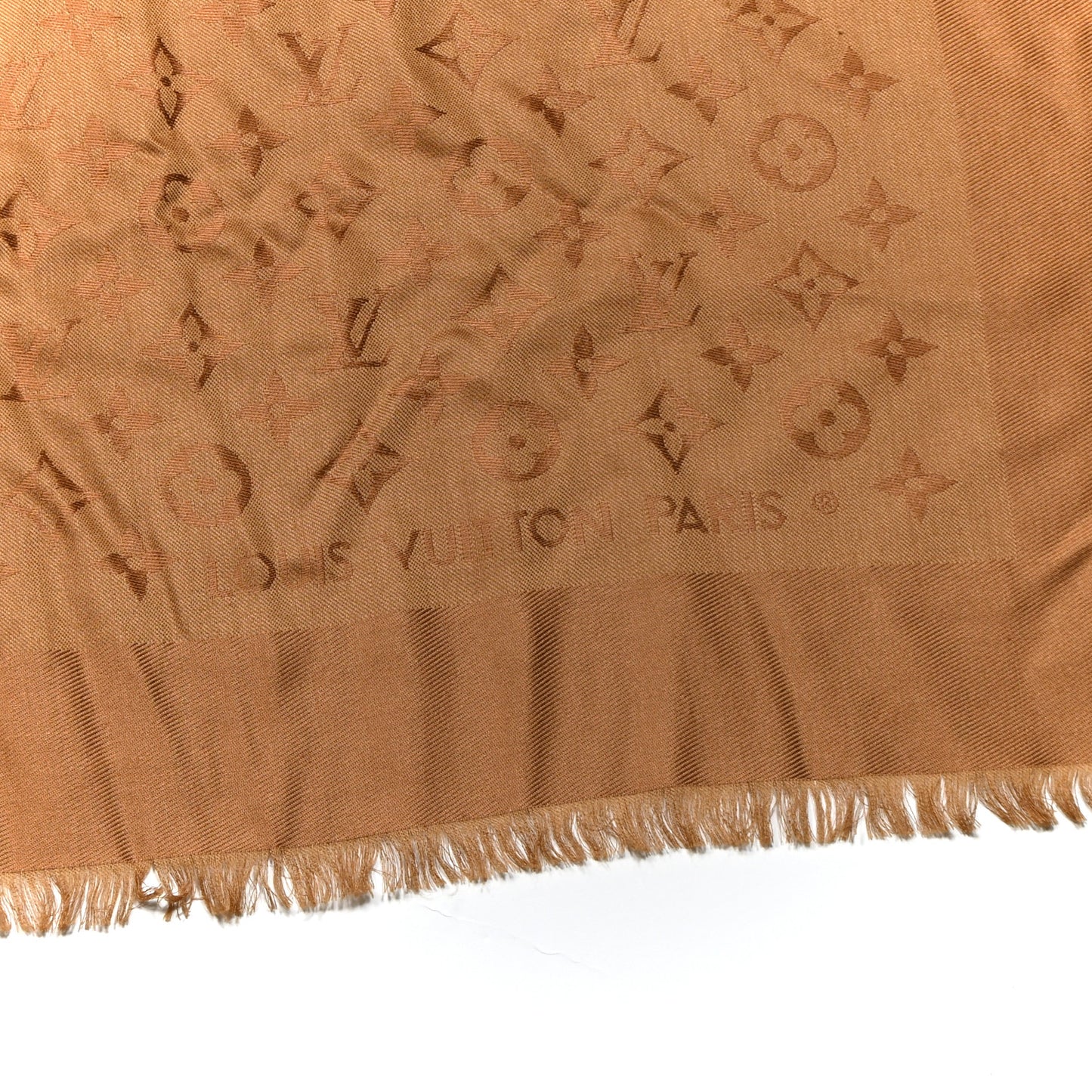 Silk Wool Monogram Shawl Cappuccino