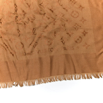Louis Vuitton Silk Wool Monogram Shawl Cappuccino 2 of 6
