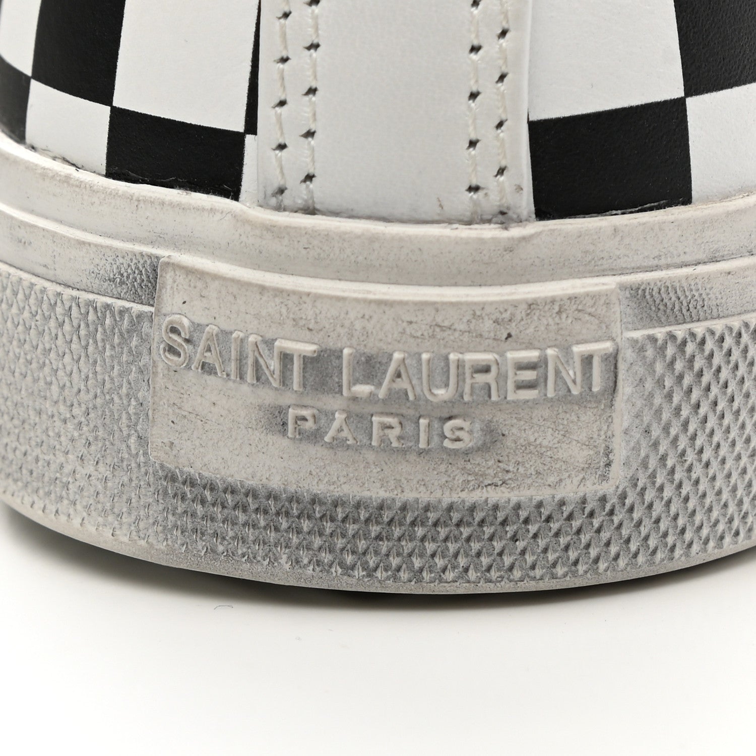 Saint Laurent Calfskin Checkered Print Bedford Hightop Sneakers 40.5 Black White 7 of 12