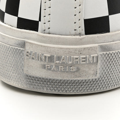 Saint Laurent Calfskin Checkered Print Bedford Hightop Sneakers 40.5 Black White 7 of 12