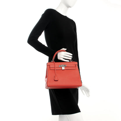 Hermes Taurillon Clemence Kelly Retourne 28 Rouge Pivoine 2 of 33