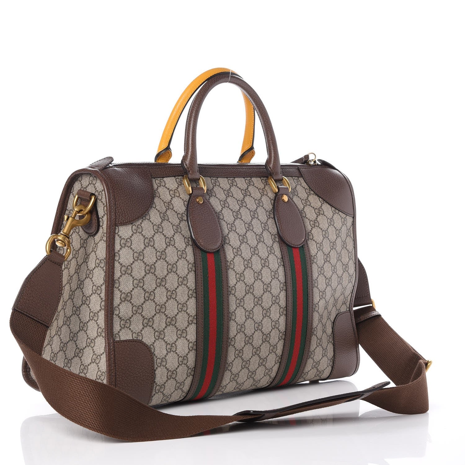 Gucci Soft GG Supreme Monogram Web Neo Vintage Duffle Bag Beige New Acero Crop 3 of 9