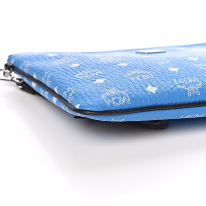 MCM Visetos Wristlet Zip Pouch Blue 8 of 9