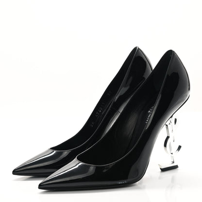 Saint Laurent Patent Opyum 110 Pumps 39 Black Silver 3 of 10