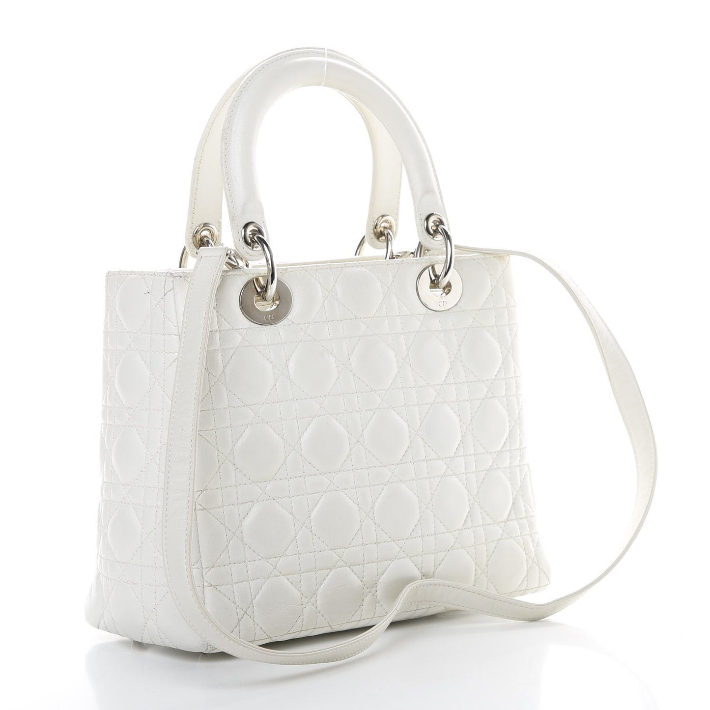 Lambskin Cannage Medium Lady Dior White