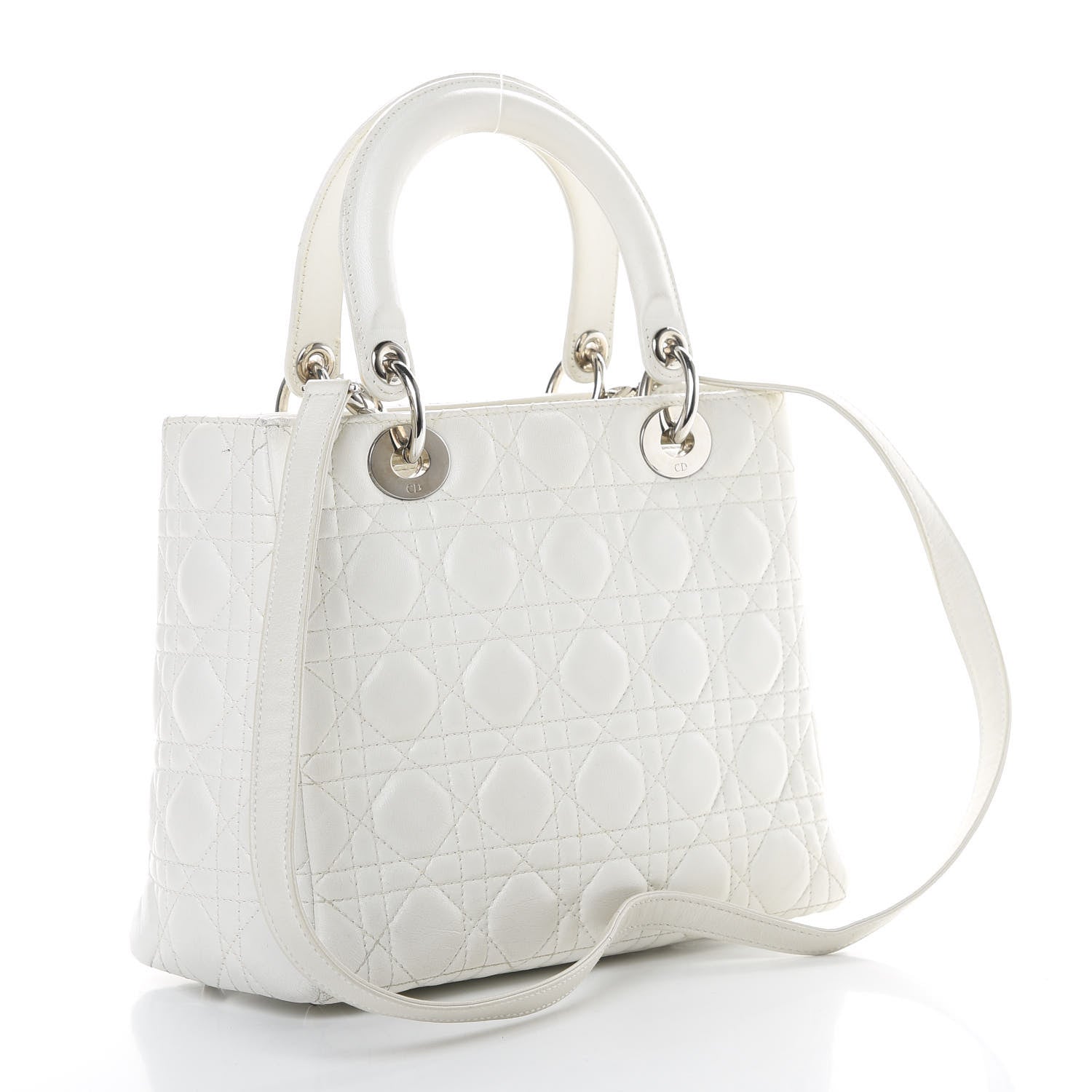 Christian Dior Lambskin Cannage Medium Lady Dior White 3 of 16