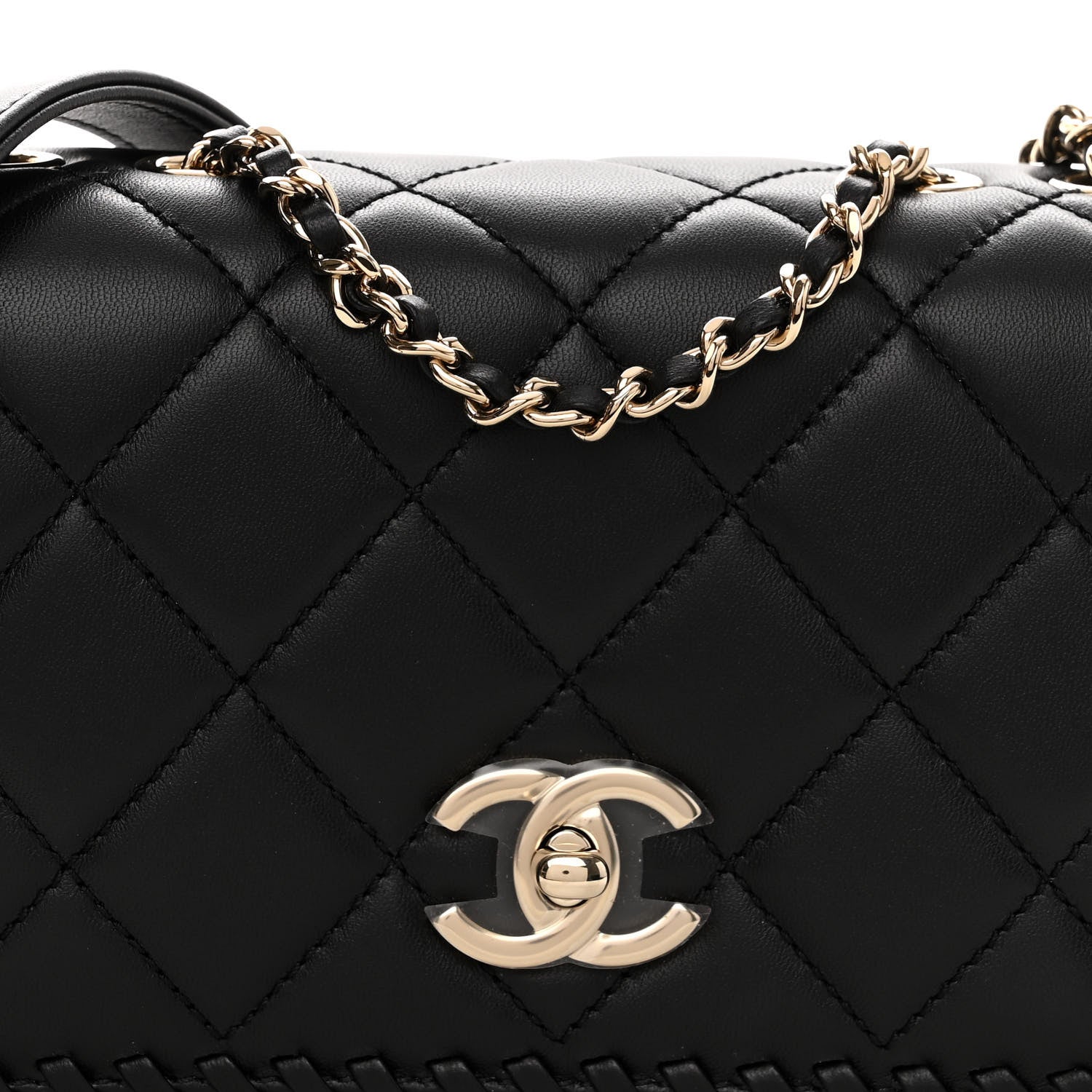 Chanel Lambskin Quilted Small Whipstitch Flap Bag Black 8 of 10