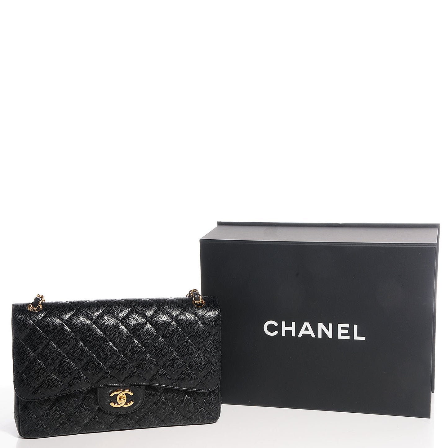 Caviar Quilted Jumbo Double Flap Black