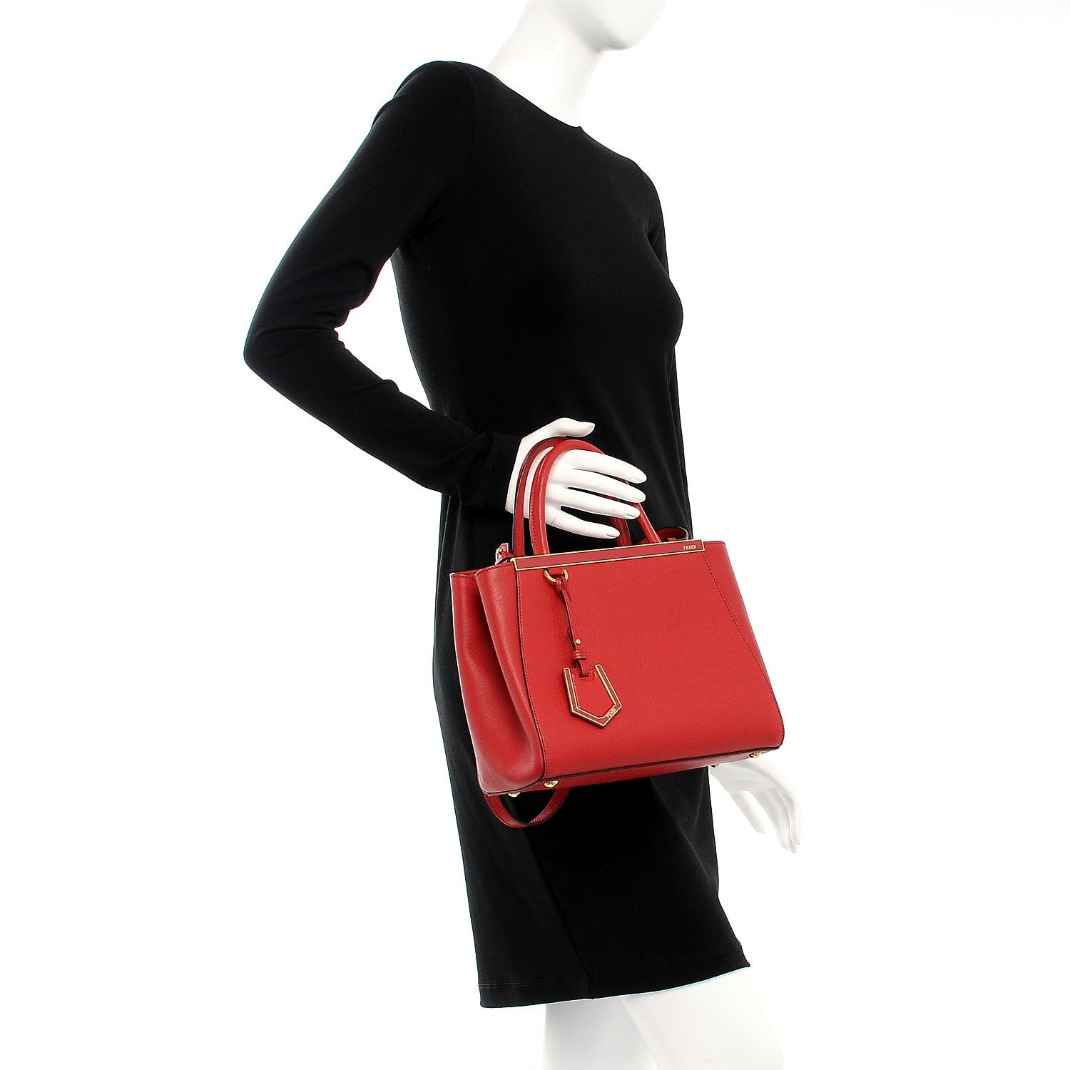 Fendi Vitello Elite Flamingo Petite 2Jours Tote Mattone 3 of 9