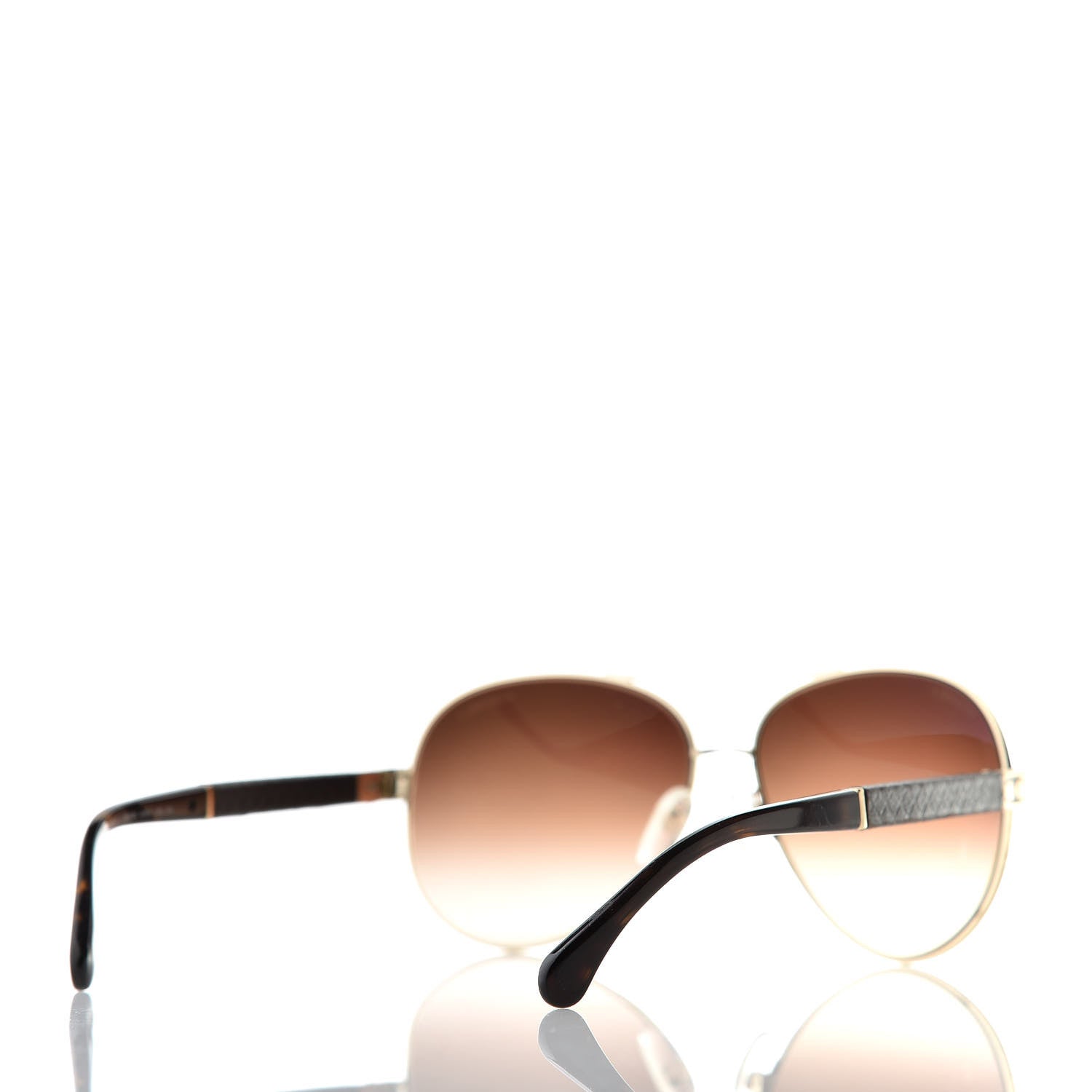 Chanel Lambskin Quilted CC Aviator Sunglasses 4195-Q Brown 4 of 9