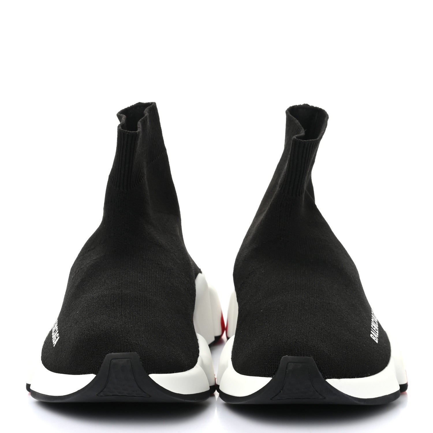 Balenciaga Neoprene Knit Womens Speed Sneakers 36 Black White Red 4 of 8