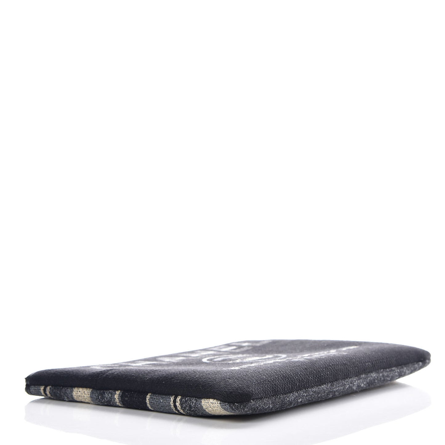 Striped Canvas Large Deauville Pouch Clutch Black