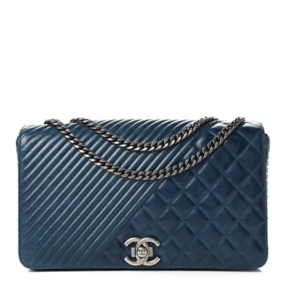 Chanel Glazed Calfskin Quilted Large Coco Boy Flap Blue 1 of 11