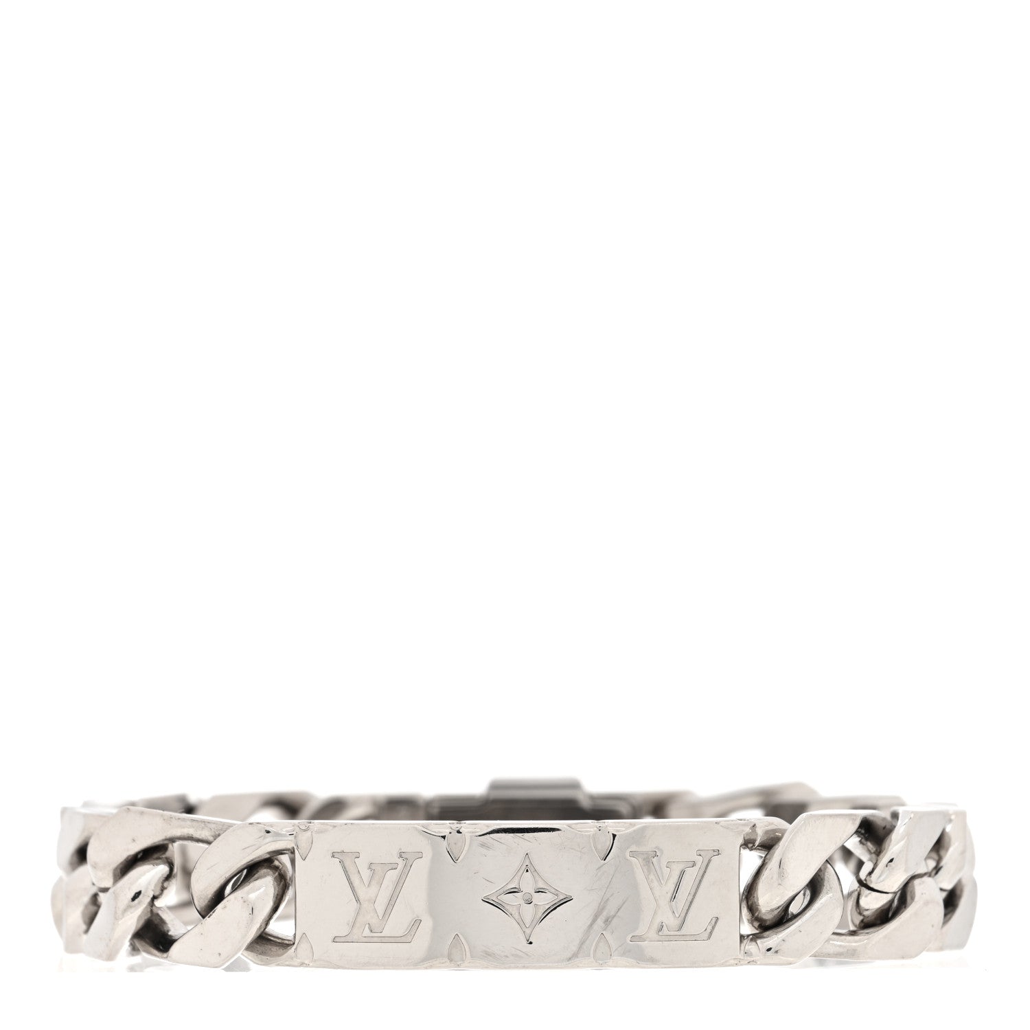 Louis Vuitton Zamac Palladium Monogram Chain Bracelet Silver 1 of 5