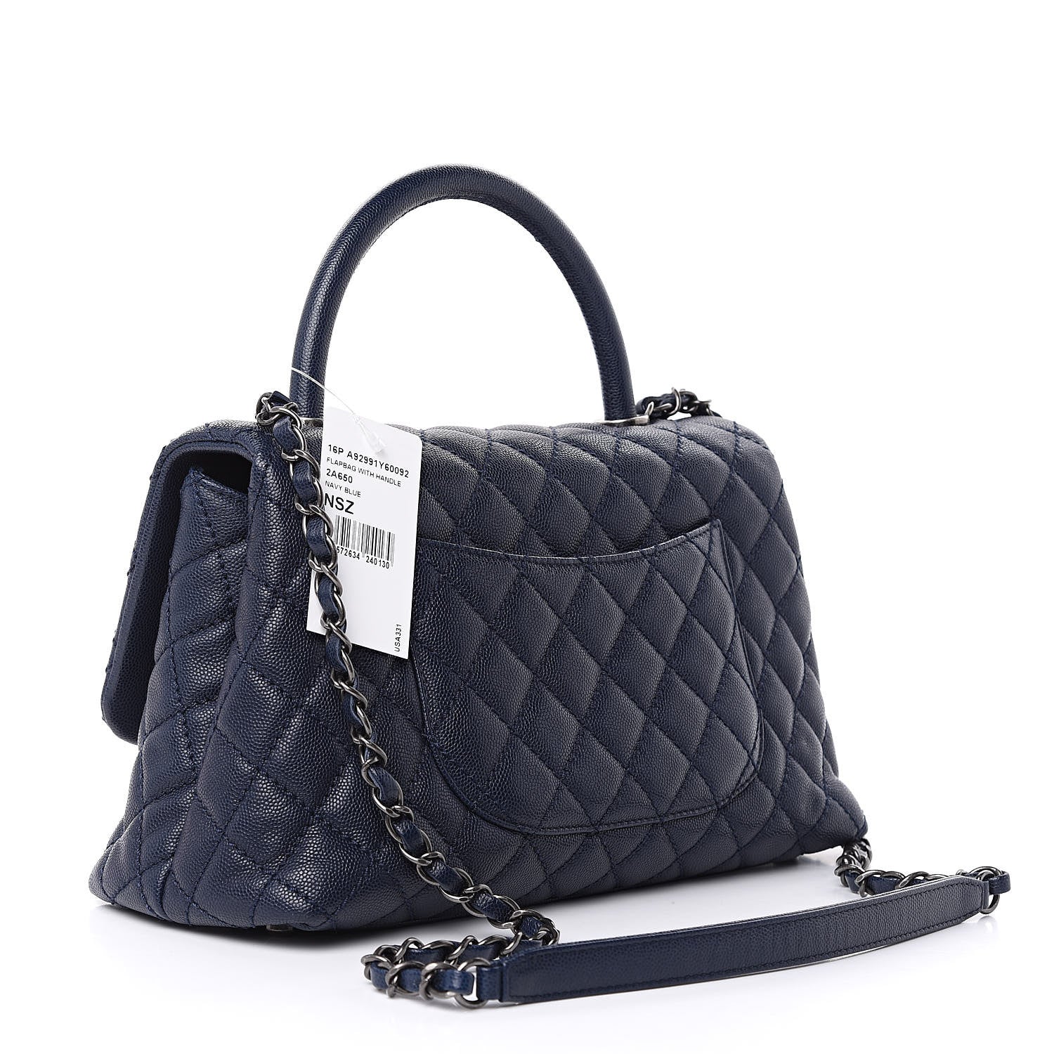 Chanel Caviar Quilted Small Coco Handle Flap Navy 3 of 10