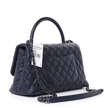 Chanel Caviar Quilted Small Coco Handle Flap Navy 3 of 10