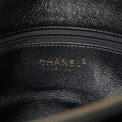 Chanel Calfskin Iridescent Snakeskin Patchwork Chevron Medium Flap Black Silver 6 of 12