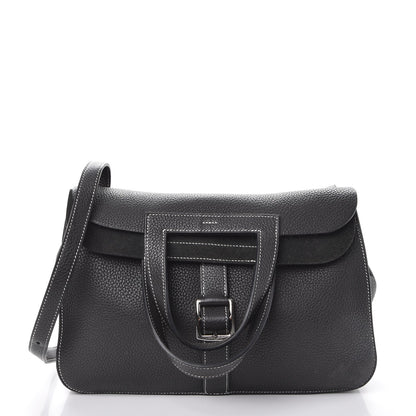 Hermes Taurillon Clemence Halzan 31 GM Black 3 of 10