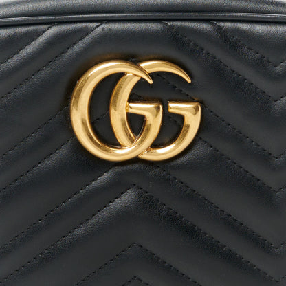 Gucci Calfskin Matelasse Small GG Marmont Chain Shoulder Bag Black 10 of 12