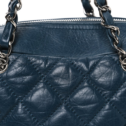 Chanel Aged Calfskin Quilted Cotton Club Bowler Blue 7 of 10