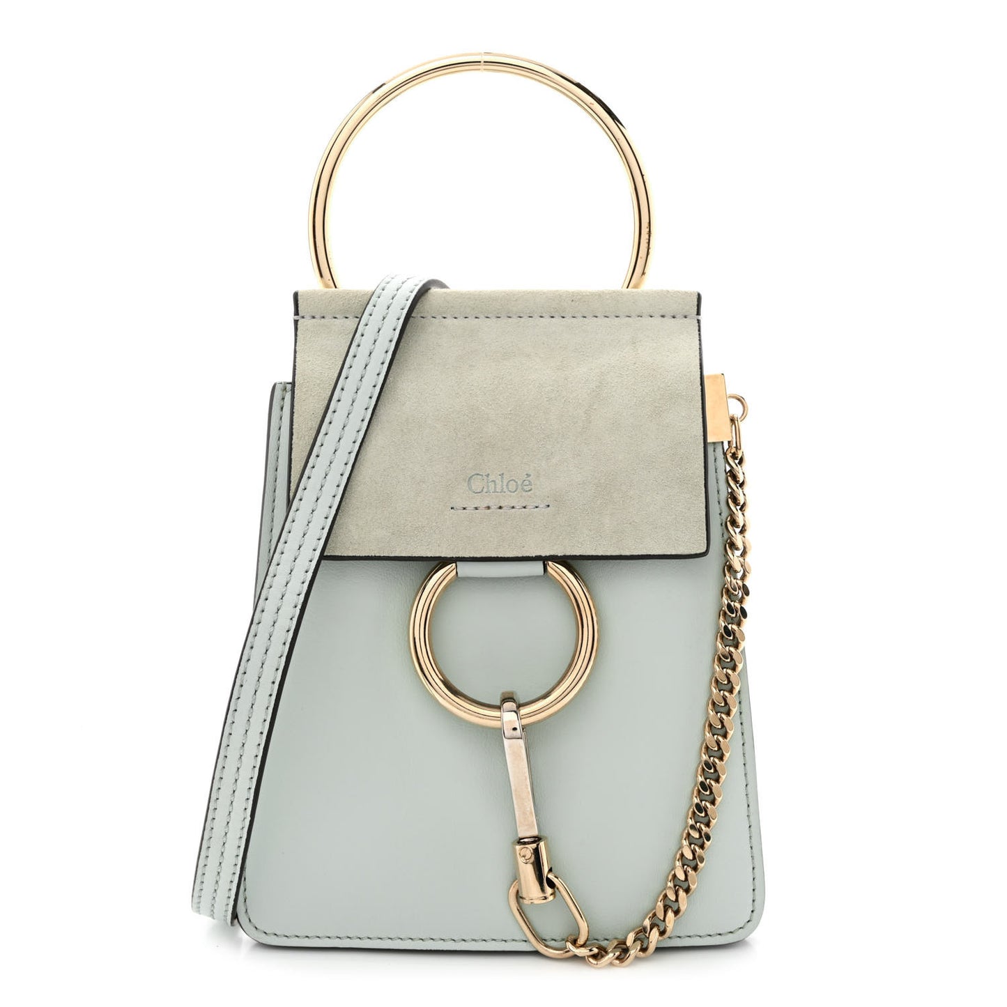 Suede Calfskin Mini Faye Bracelet Bag Airy Grey
