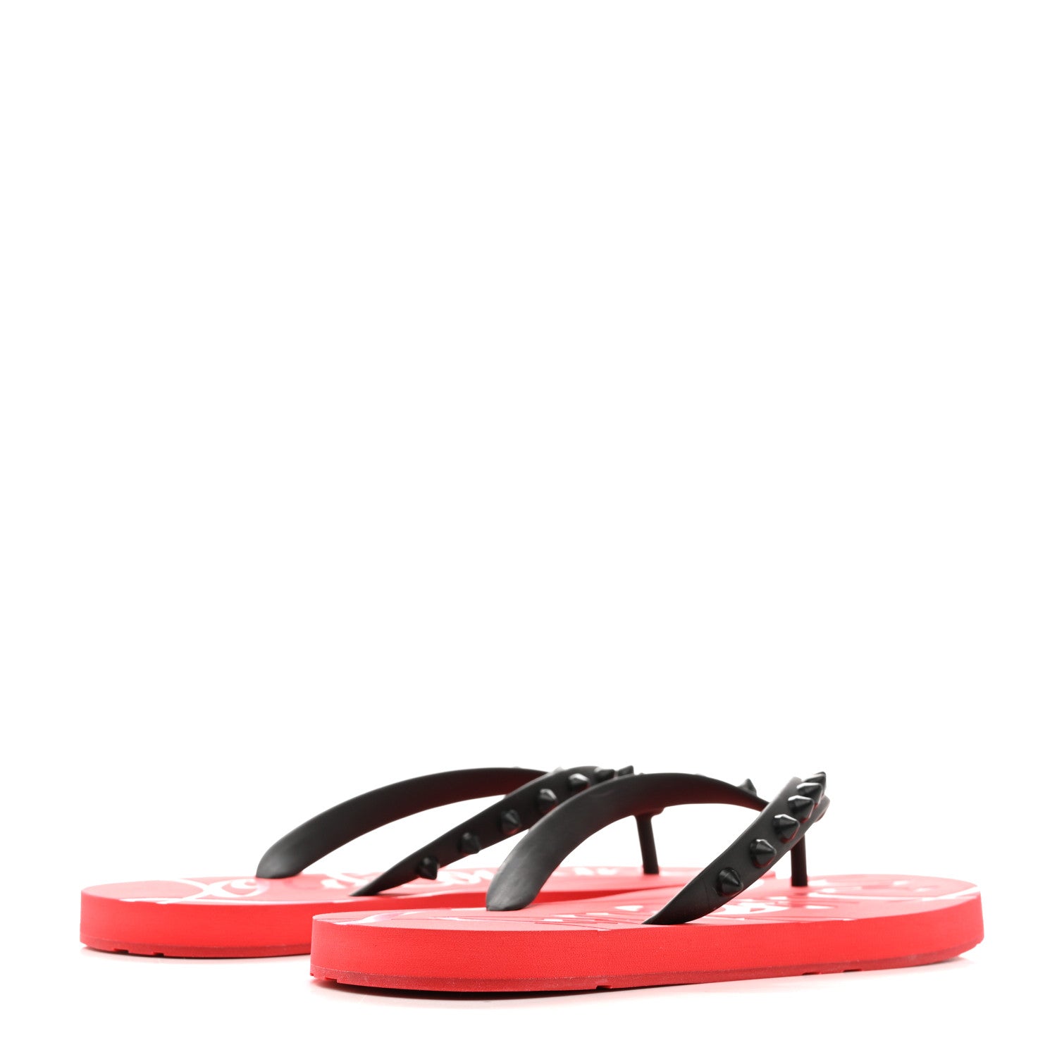 Christian Louboutin Rubber Spike Loubi Donna Flip Flop 36 Black Red 5 of 8