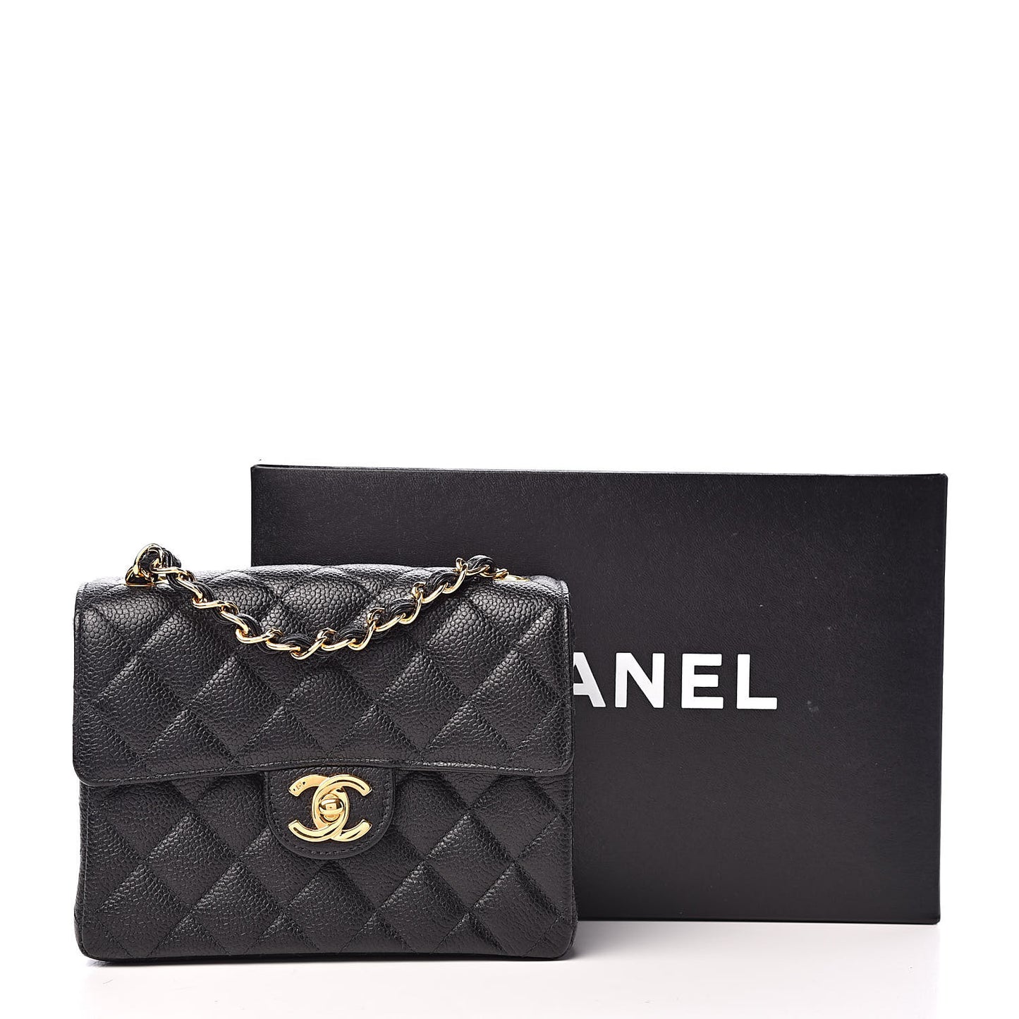 Caviar Quilted Mini Square Flap Black
