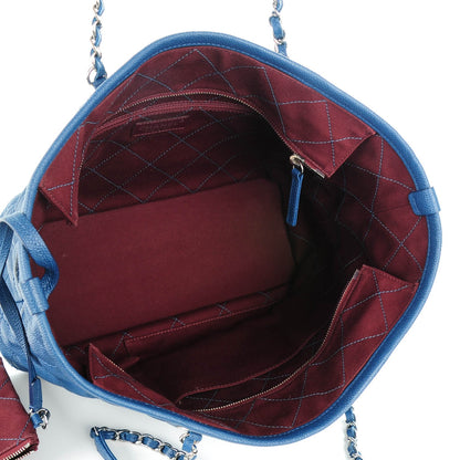 Chanel Grained Calfskin Small Shopping Daily Tote Blue 5 of 7