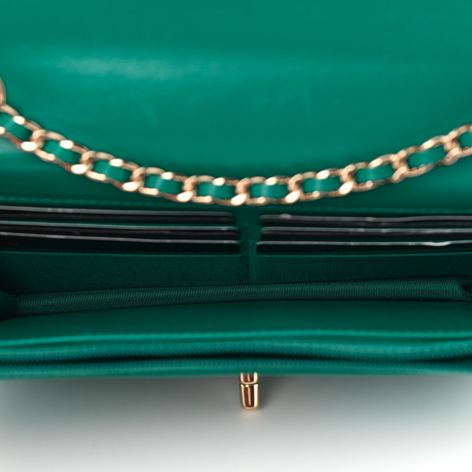 Chanel Lambskin Quilted Trendy CC Wallet On Chain WOC Green 5 of 12