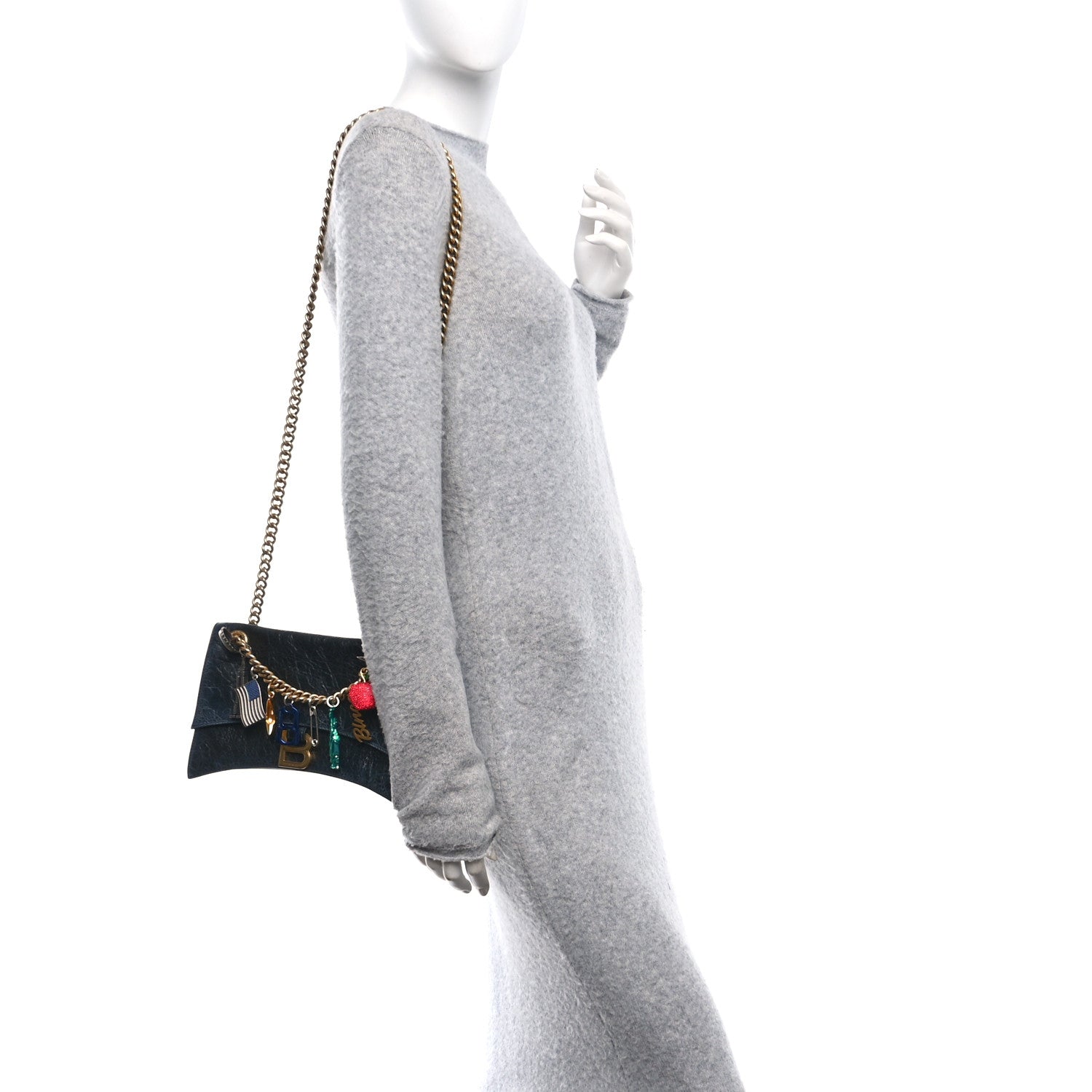 Balenciaga Crushed Calfskin Quilted Small Souvenirs Crush Chain Bag Black 2 of 12