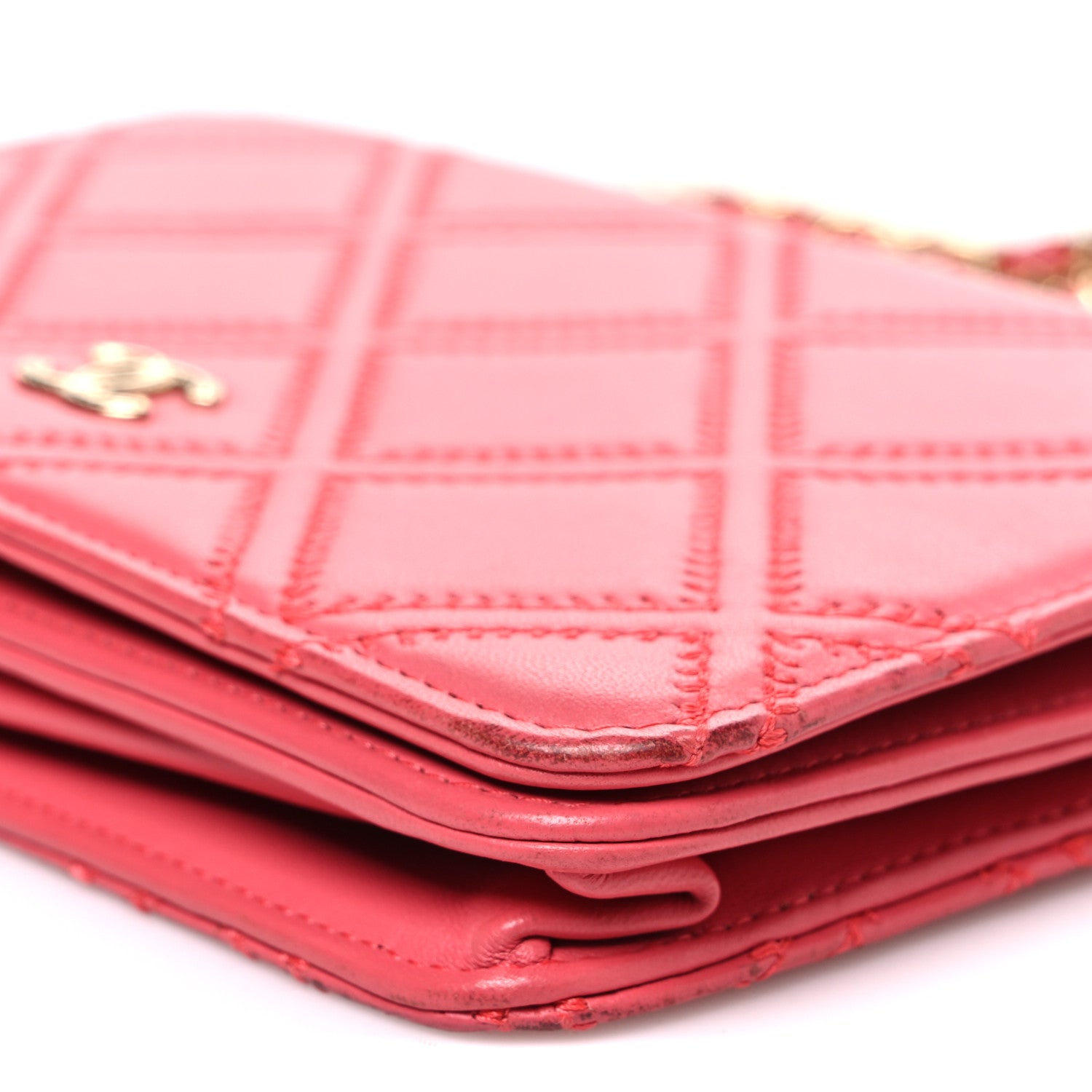 Chanel Lambskin Quilted Double Stitch Tassel Wallet On Chain WOC Pink 11 of 11