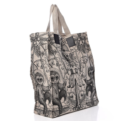 Gucci X JAYDE FISH Linen Garden Vertical Tote Black Beige 3 of 10
