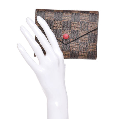 Louis Vuitton Damier Ebene Victorine Wallet Red 2 of 9