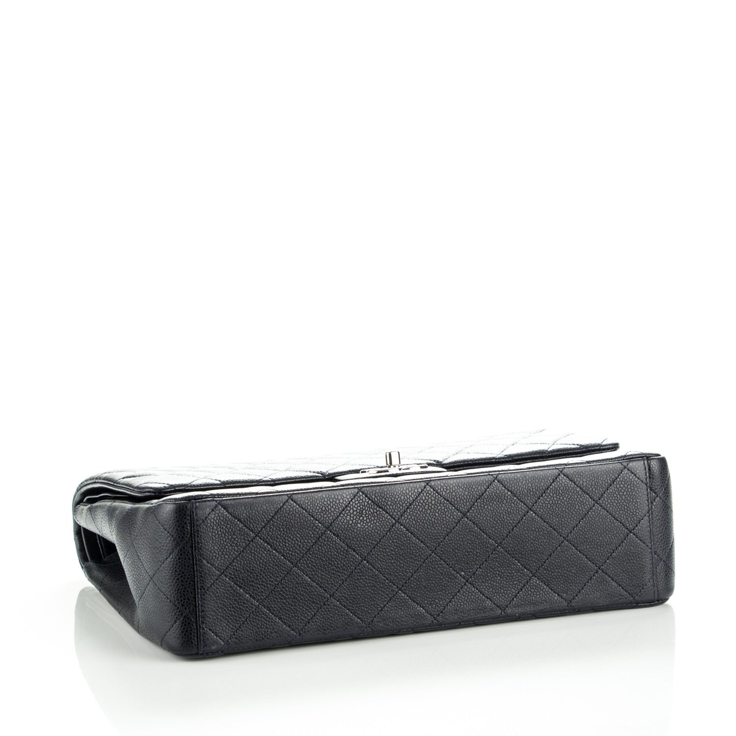 Caviar Quilted Maxi Double Flap Navy Blue