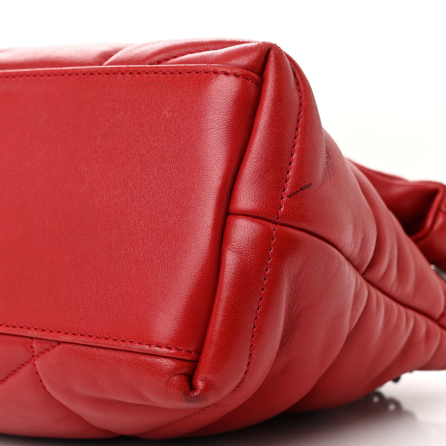Lambskin Quilted Small Loulou Puffer Monogram Chain Satchel Red