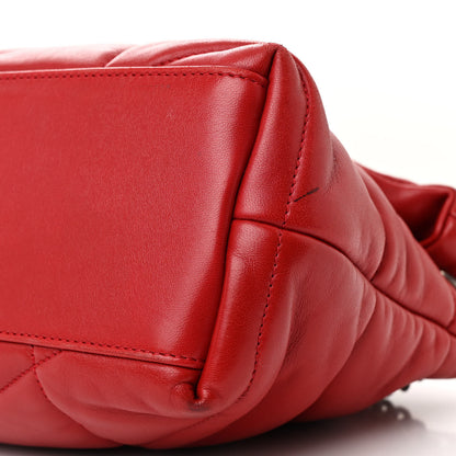 Saint Laurent Lambskin Quilted Small Loulou Puffer Monogram Chain Satchel Red 10 of 11