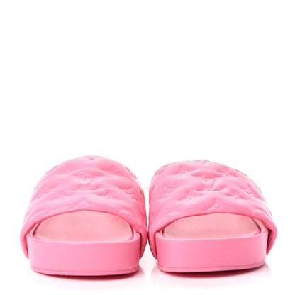 Louis Vuitton Lambskin Embossed Monogram Jumbo Flatform Mule Sandals 36.5 Rose Pop 2 of 11