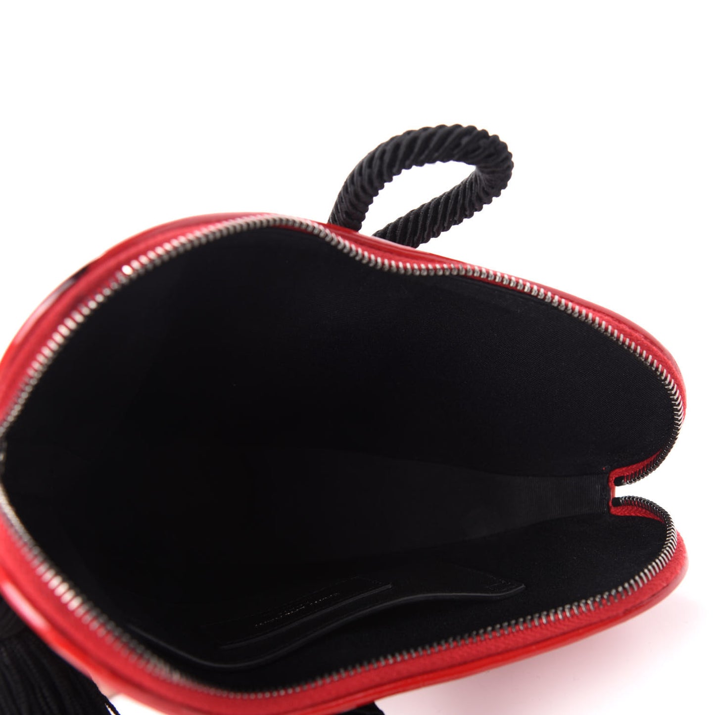 Patent Crocodile Embossed Sac Coeur Heart Shaped Clutch Red