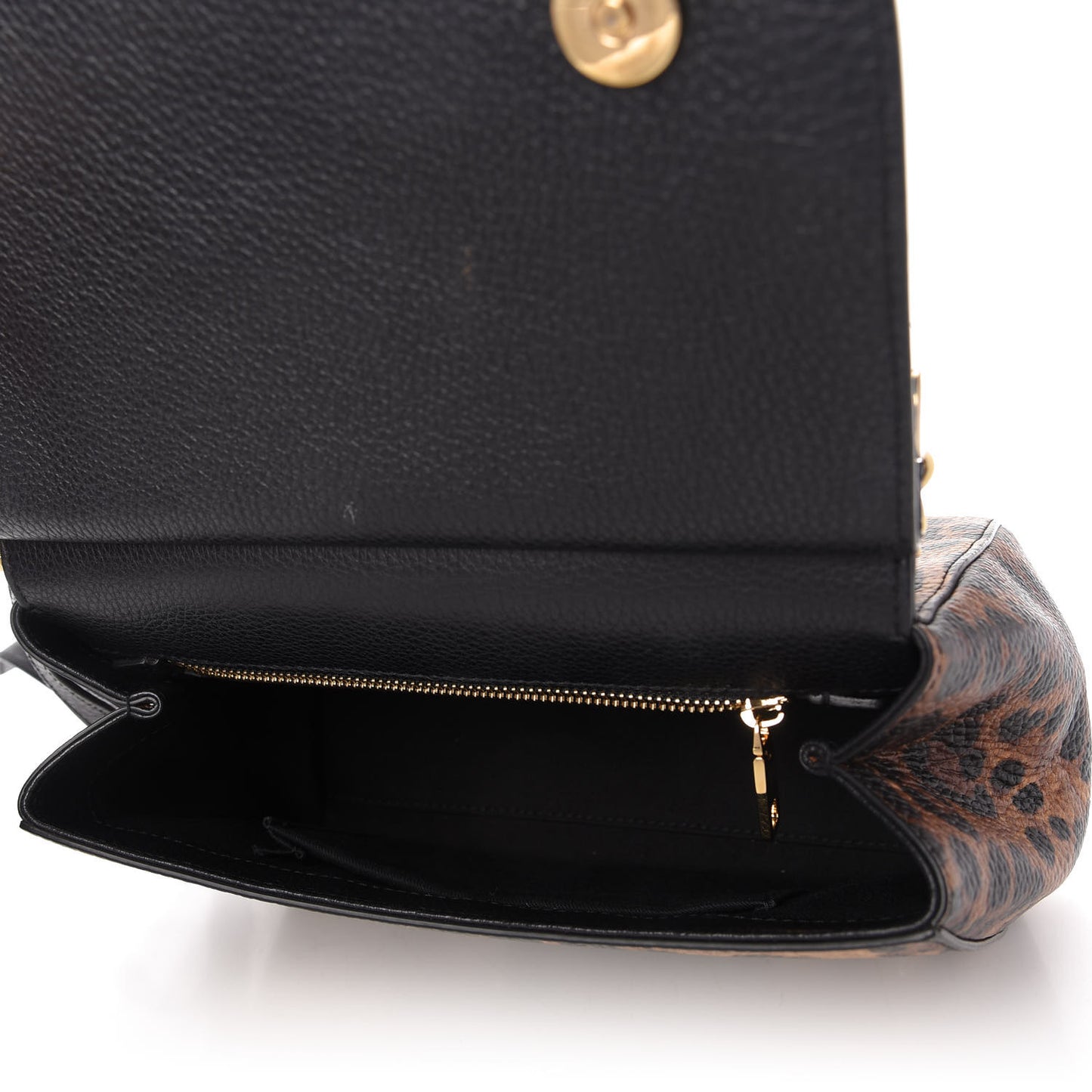 Dauphine Leopard Love Patch Medium Miss Sicily Satchel Brown Black