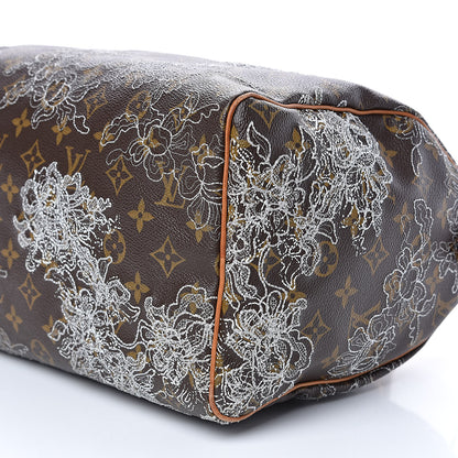 Louis Vuitton Monogram Dentelle Speedy 30 Silver 10 of 20