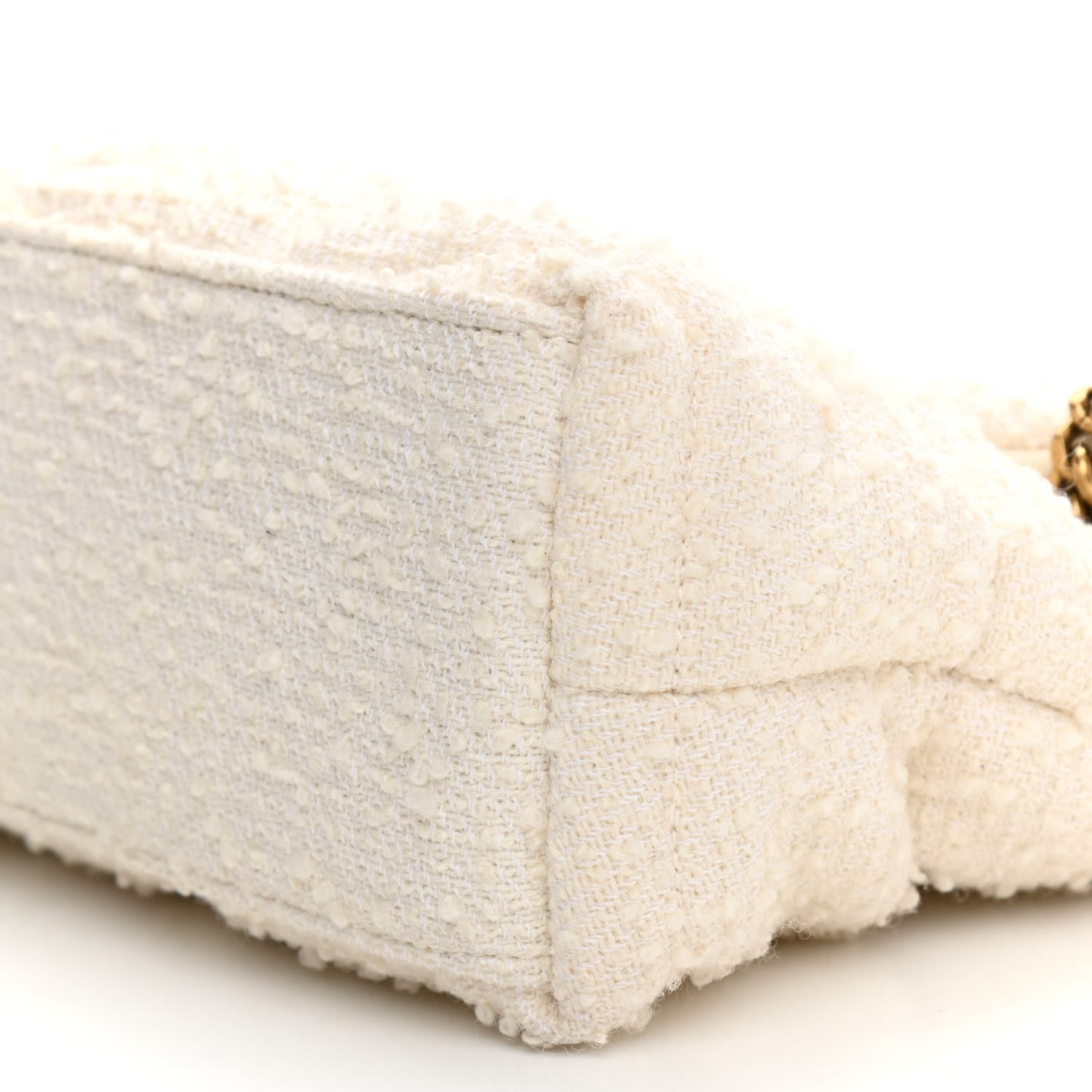 Boucle Tweed Quilted Small Loulou Puffer Monogram Chain Satchel Crema Soft